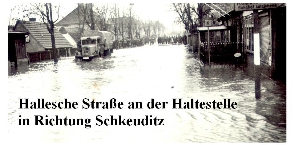 Hallesche Straße an der Haltestelle Richtung Schkeuditz